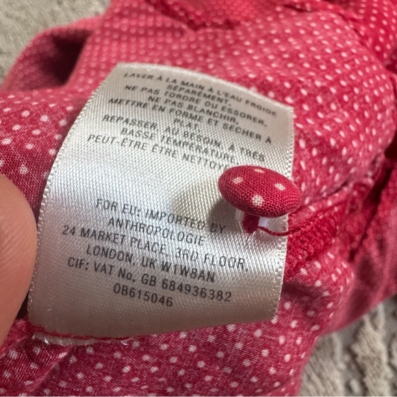 Maeve Anthropologie Chatham Blouse Polka Dot Top Red white buttons XS - Picture 3 of 12